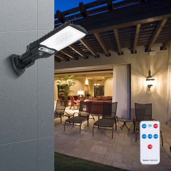 Kiplyki Solar Street Light IP65 Outdoor Solar Powered LED Security Flood Light with Motion Sensor Dusk to Dawn Remote Control for Parking Lot