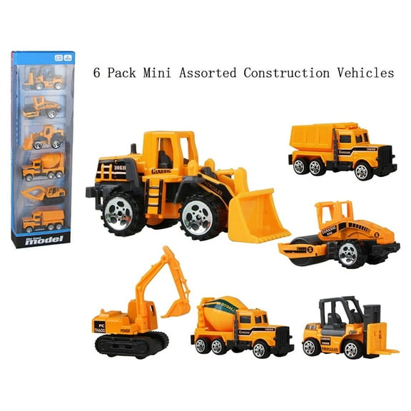 Kiplyki Spring Savings 6 Pack Mini Assorted Construction Vehicles & Car Toys for Children
