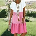thumbnail image 1 of Kiplyki Spring Women's Dresses Plus Size 2024 Loose Stripe Dot Patchwork Round Neck Short Sleeves Dress, 1 of 6