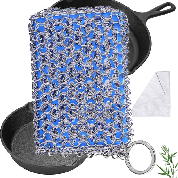 Kiplyki Stainless Steel Chain Silicone Cleaning Kit For Steel Pots Iron Frying Pans