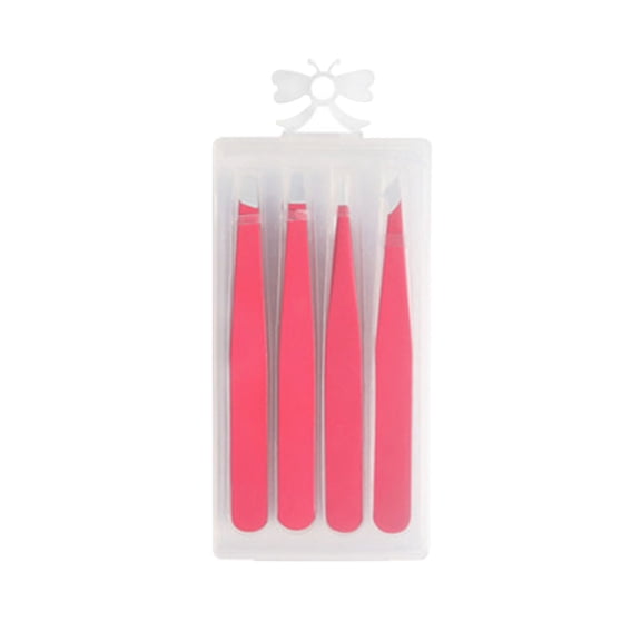 Kiplyki Stainless Steel Eyebrow Clip Set Plucking Tweezers In Plastic Box 4PC