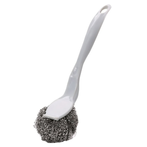 Kiplyki Stainless Steel Sponges Scourer Pot Brush Long Handle Cleaning Brush Scrubbers Metal Scouring Pads Kitchen Cleaning Tool