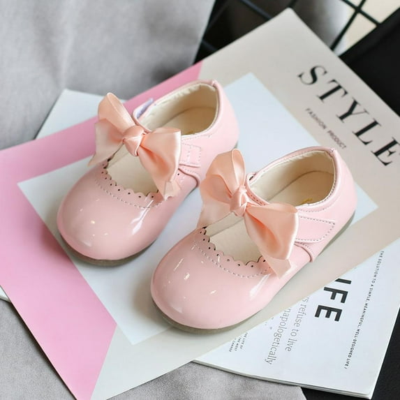 Kiplyki Toddler Shoes Baby Girls Cute Fashion Bow Hollow Out Non-slip Small Leather Princess Shoes