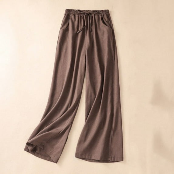 Kiplyki Trendy Pants for Women Color Women's Loose Breathable Pocket Pants Wide Leg Trousers