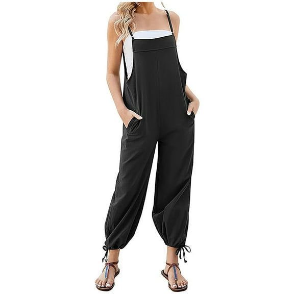 Kiplyki Trendy Pants for Women Ladies Sleeveless Backless Loose Long Playsuits Rompers Jumpsuit