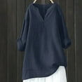 thumbnail image 1 of Kiplyki Trendy Women 's V-Neck Long Sleeve Loose And Linen Shirts Shirts Blouse, 1 of 3