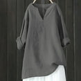 thumbnail image 1 of Kiplyki Trendy Women 's V-Neck Long Sleeve Loose And Linen Shirts Shirts Blouse, 1 of 3