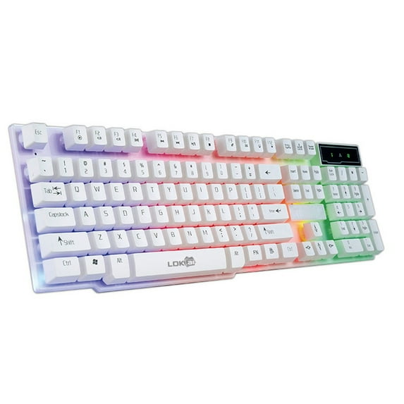 Kiplyki USB Wired Gaming Keyboard with Colorful Crack LED Backlit, Rainbow