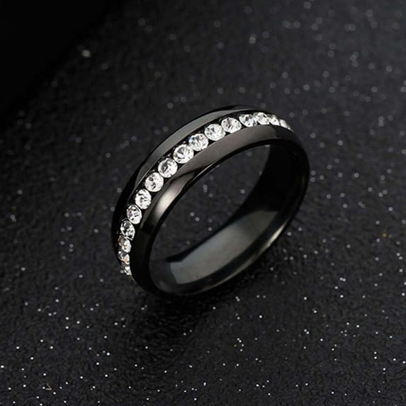 Kiplyki Unisex Stainless Steel Crystal Ring For Men And Women Fashion Couple Ring
