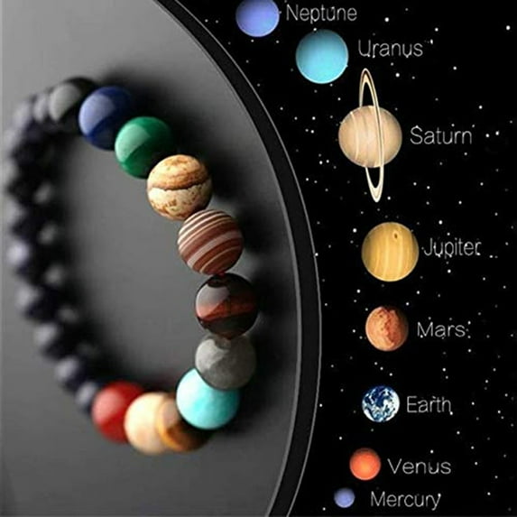 Kiplyki Unquie Solar System Eight Planet Themed Natural Stone Beaded Bracelet