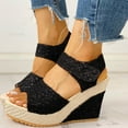 thumbnail image 1 of Kiplyki Weekly Deals Womens Wedge Platform Slingback Open Toe Summer Comfy High Heel Beach Sandals, 1 of 7