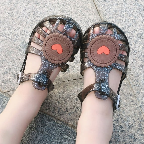 Kiplyki Wellness Baby Shoes Girls Cute Fruit Jelly Colors Hollow Out Non-slip Soft Sole Beach Roman Sandals