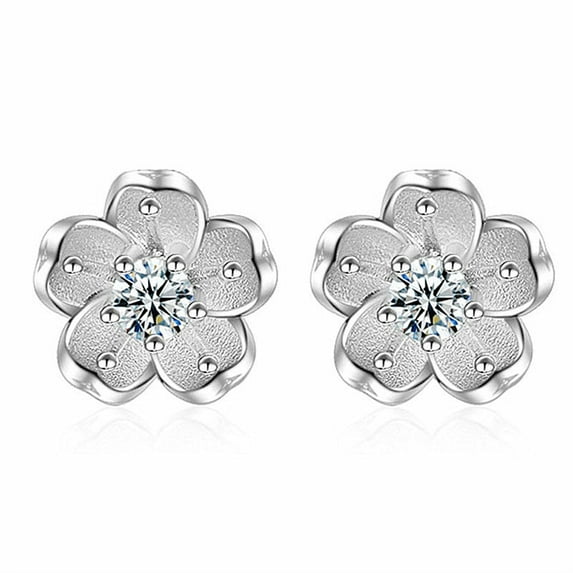 Kiplyki 1 Pair New Women Earring Elegant Sterling Silver Ear Stud Earrings 3 Color