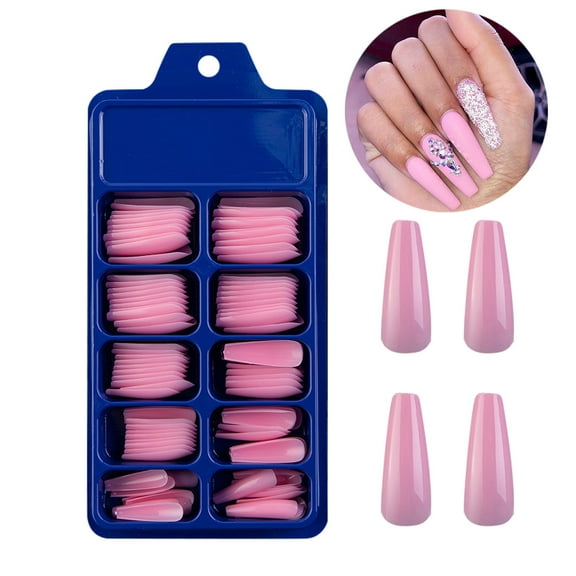 Kiplyki 100pc Coffin Ballerina Matte Artificial Acrylic Nails Nail Extension Decoration