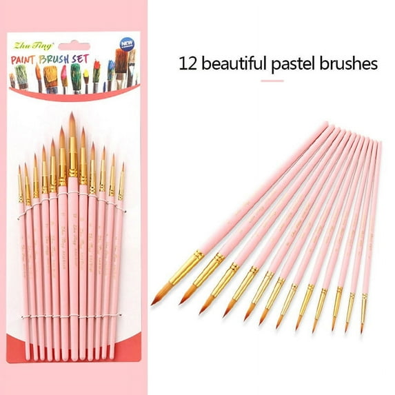 Kiplyki 12PC Paint Brush Nylon Brushes Acrylic Oil Watercolor Artist Professional Kits