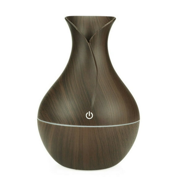 Kiplyki 130ml LED Essential Oil Diffuser Humidifier Aromatherapy Wood Grain Vase Aroma