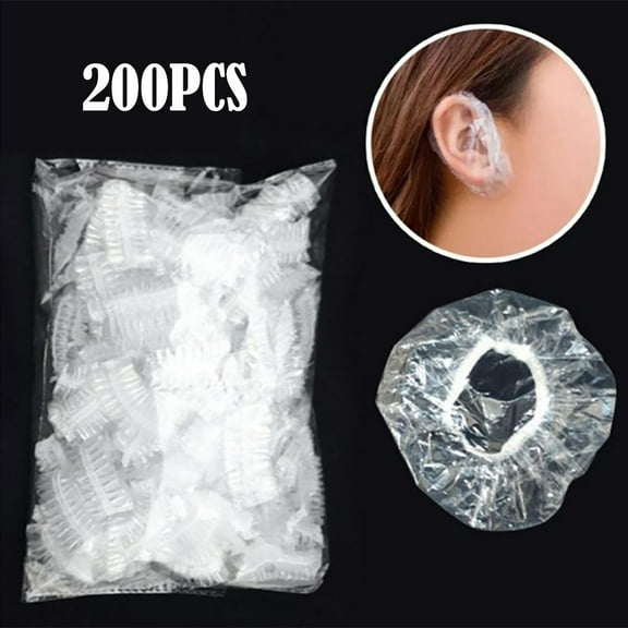 Kiplyki 200pcs Clear Earmuffs Shower Waterproof Hair Coloring Ear Protector Cover Caps