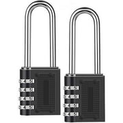 Kiplyki Wholesale 2PCS Combination Padlock Long Shackle Lock 4 Digit Resettable Combination Lock