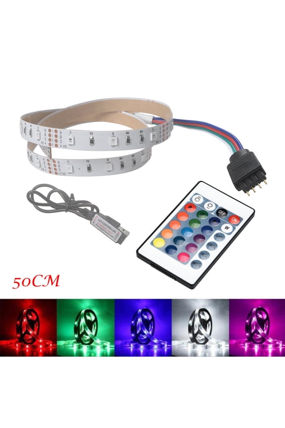 Kiplyki 50CM USB LED Strip Light TV Back Lamp 2835RGB Colour Changing+Remote Control