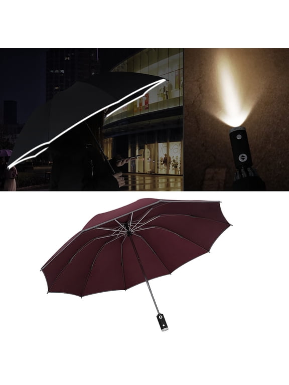 Kiplyki Automatic Umbrella Reverse Folding Business Umbrella With Reflective Strips