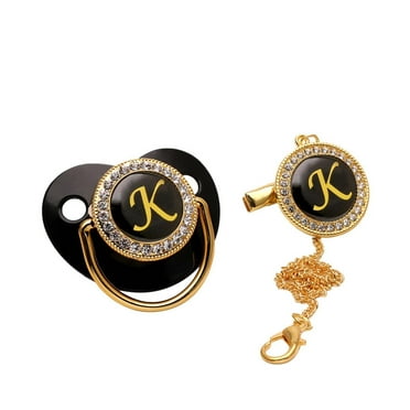 Kiplyki Baby Pacifier 26 Letter Name Initial Clip Silicone Infant Nipple Bling Newborn Pacifier