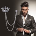 thumbnail image 1 of Kiplyki Banquet Suit Chain Pin Badge High-End Men's Crown Brooch Men's Gift, 1 of 5