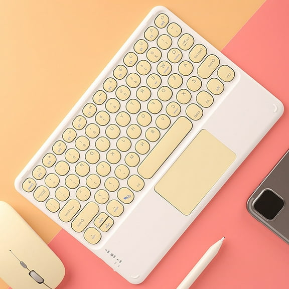 Kiplyki Bluetooth Keyboard Round Cap Keyboard Portable Mini BT Wireless Keyboard With Touchpad For Android Windows PC Tablet