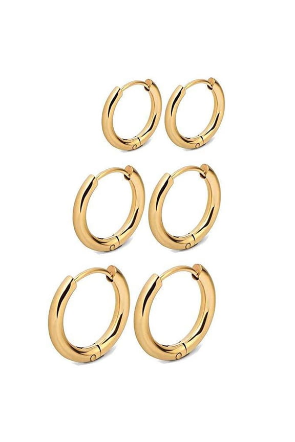 Body Nose Lip Ear Fake Retractable Earrings Hoop Earrings Septum 3 Pairs