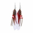 thumbnail image 1 of Kiplyki Bohemian Style Bead Tassel Feather Earrings Fashion Feather Chain Dangle Earring, 1 of 2