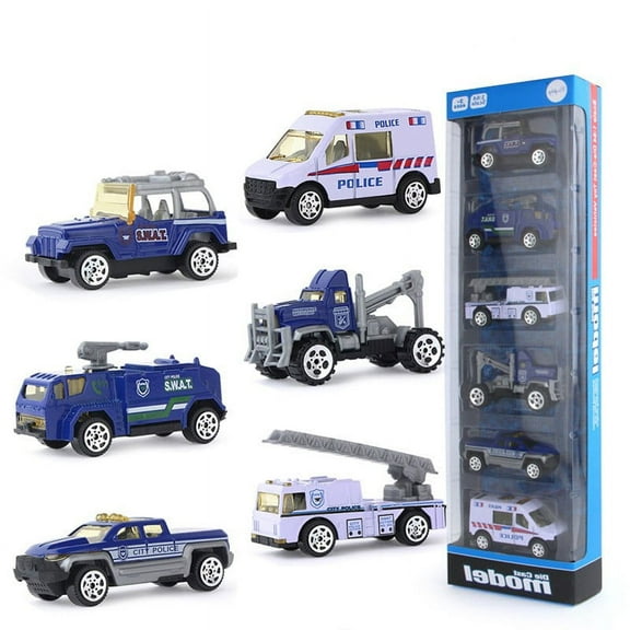Kiplyki City Rescue Team Real Metal Classic Gift Bag 6 Collectible Die-Cast Cars 1:64