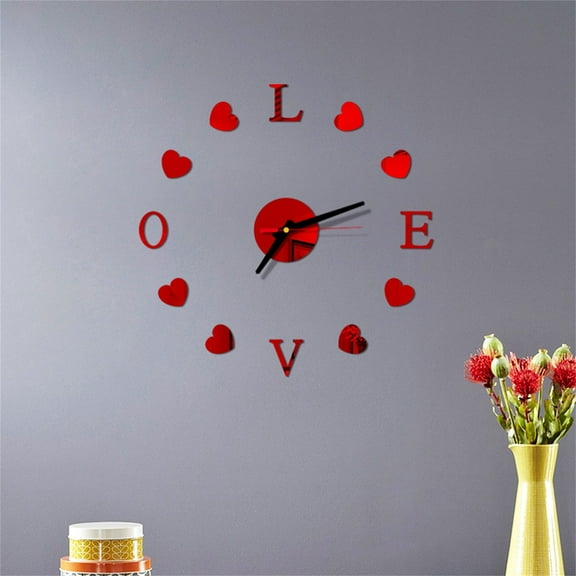 Kiplyki DIY Wall Clock 3D Mirror Surface Sticker Home Office Decor Clock