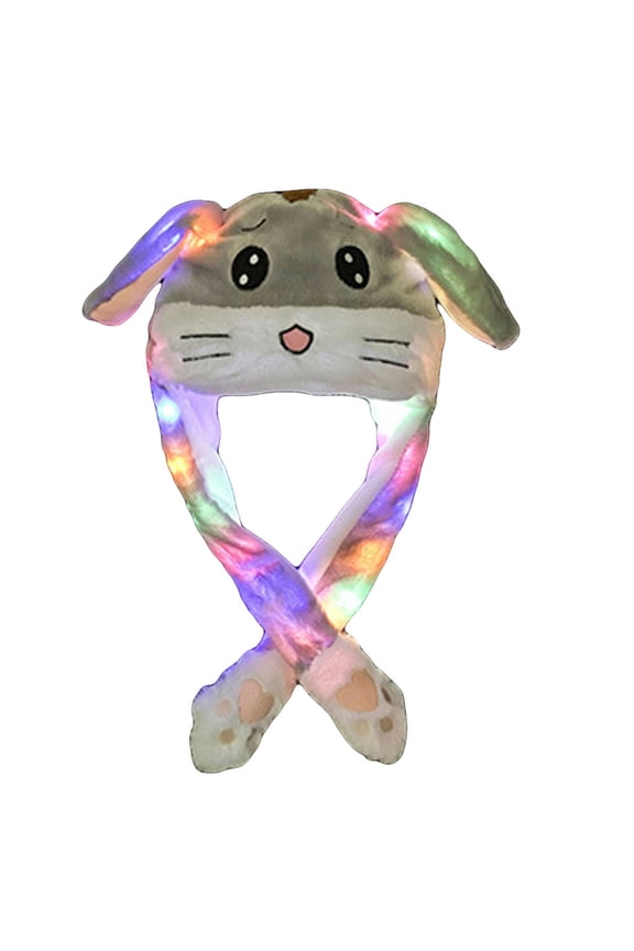 Fashion Cute Men And Women Plush Light Rabbit-Shape Ear Hat Wrap Warm Hat Cap
