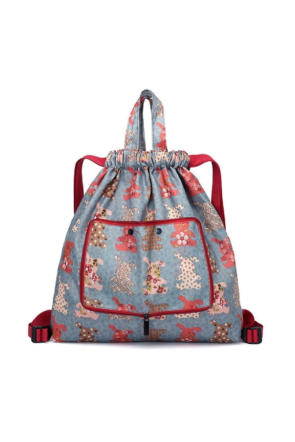 Foldable Large Capacity Travel Backpack Drawstring Pocket Waterproof Ultra Light Nylon Cloth Multifunctional Print Foldable Bag Organizer