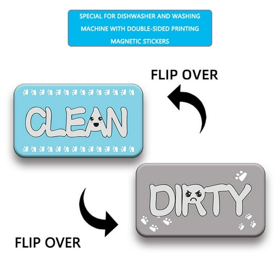 Kiplyki Fun And Practical Home Decor Double Sided Fridge Magnet Dishwasher Magnetic Sticker Clean Dirty Sign