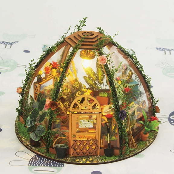 Kiplyki Handmade DIY Cabin Mini Flower House Small House Building Model Wooden Assembly Decoration DIY Gift Decoration