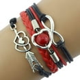 thumbnail image 1 of Kiplyki Infinity Love Heart Pearl Friendship Antique Leather Charm Bracelet, 1 of 1