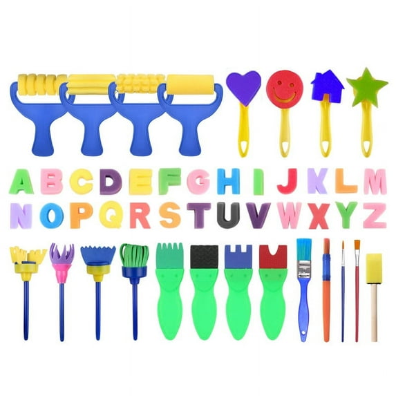 Kiplyki Kids Art & Craft 47 Pieces Sponge Painting Brushes Kids Painting Kits Early DIY