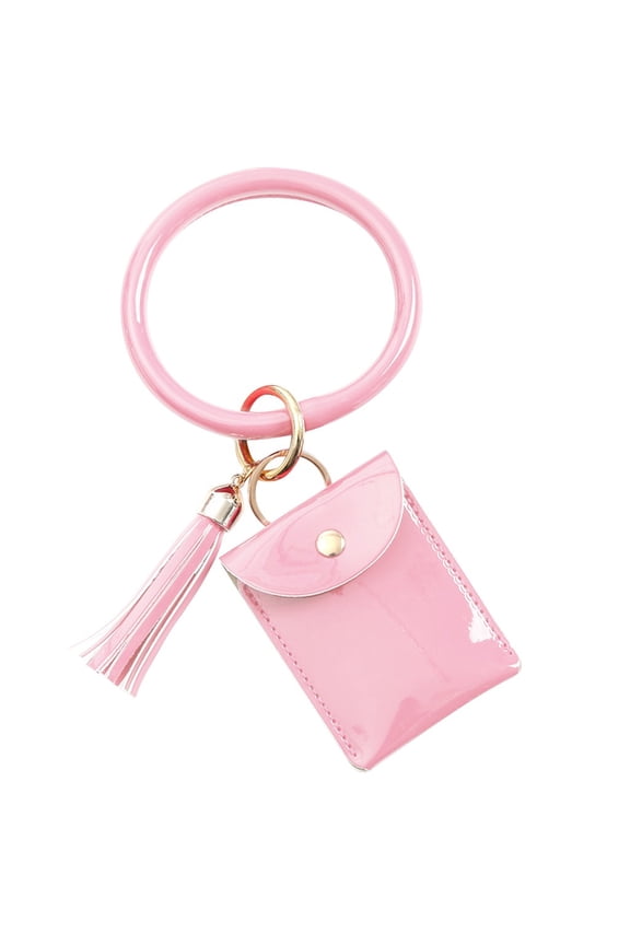 Kiplyki Large Bracelet Keychain Card Holder Tassel Bangle Key Ring Wristban With Wallet