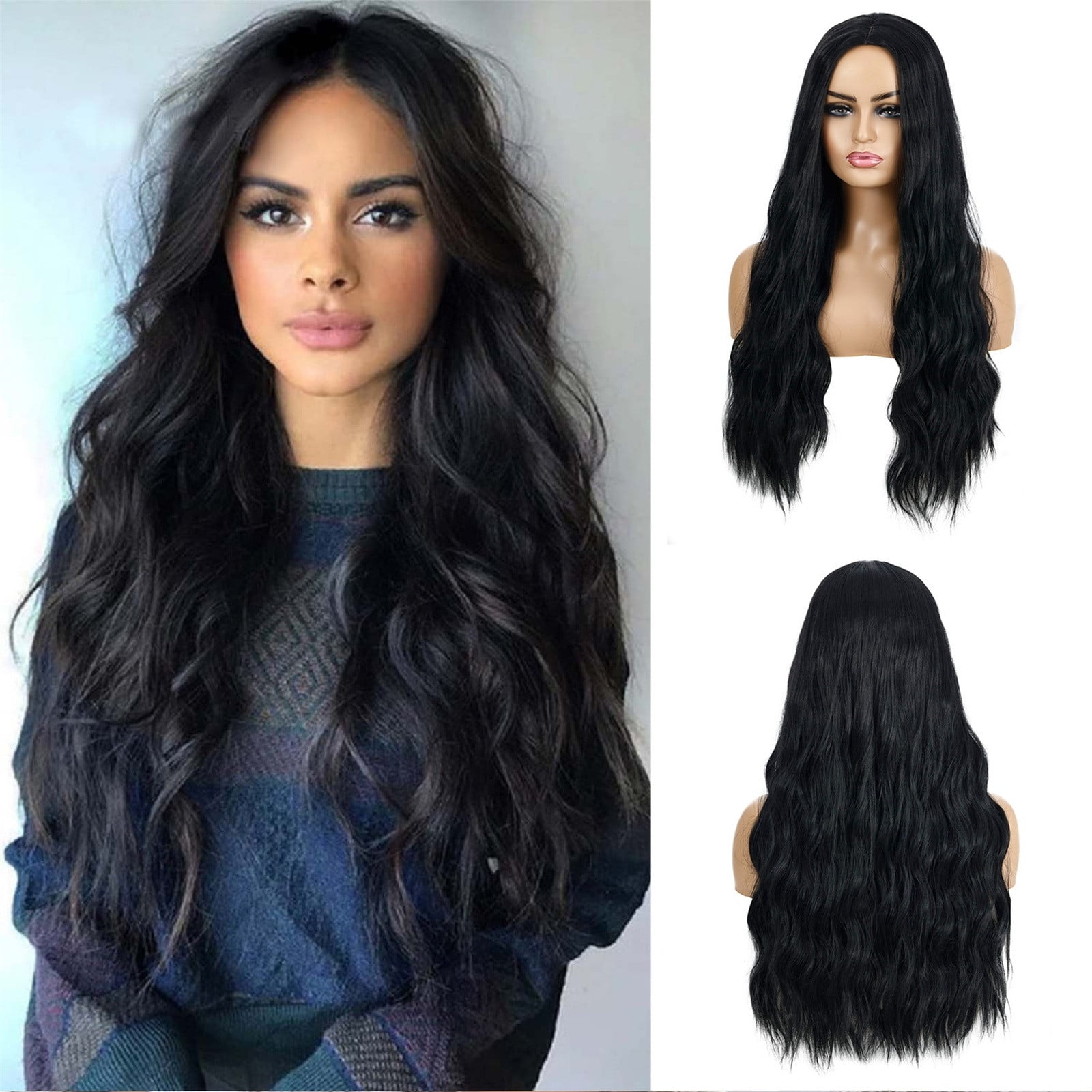 Kiplyki Medium Length Curly Hair Ladies Wavy Curly Hair Dark Curly Hair ...