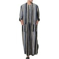 thumbnail image 1 of Kiplyki Men's Long-Sleeved Button-Down Solid Color Printed Shirt Stylish Nightgown, 1 of 7