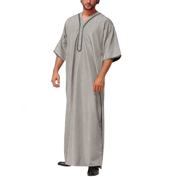 Kiplyki Men's Long-Sleeved Button-Down Solid Color Printed Shirt Stylish Nightgown