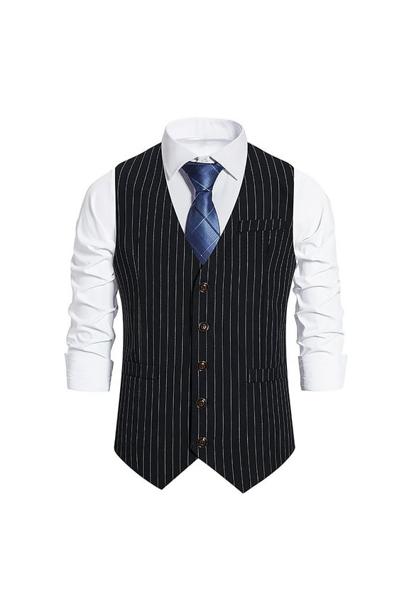 Kiplyki Men's Single-breasted Vest Gilet Fit Breathable Business Casual Streetwear Jacket