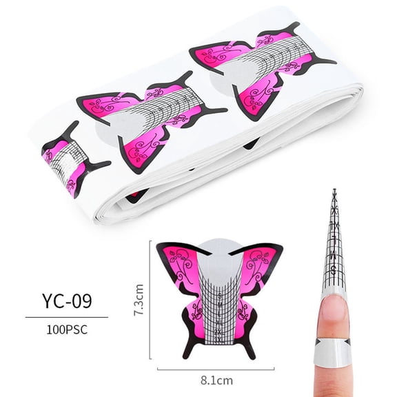 Kiplyki Nail Art Tips Extension Forms Guide Paper DIY Tool Acrylic UV Gel Extension 100