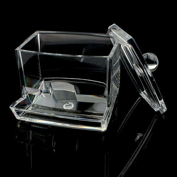 Kiplyki Q-tip Swab Acrylic Organizer Box Cosmetic Stick Holder Storage