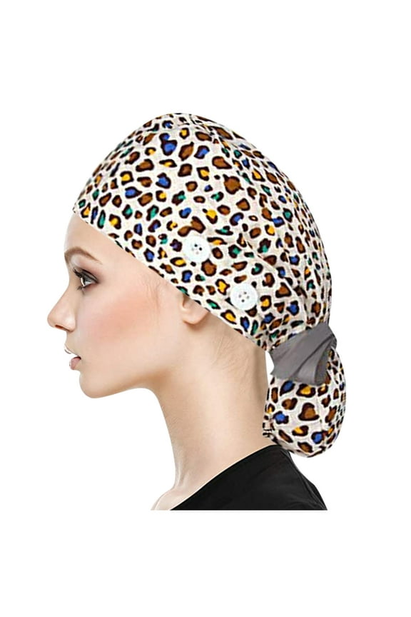 Kiplyki Scrub Cap With Buttons Bouffant Hat With Sweatband for Womens and Mens