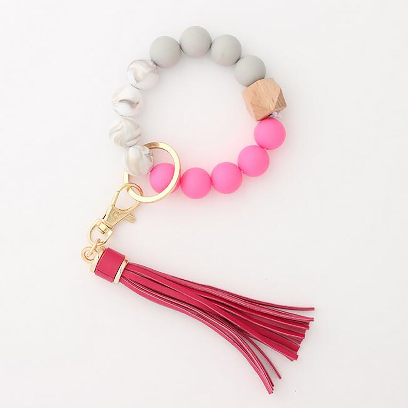 Kiplyki Silicone Key Ring Bracelet, Women Beaded Bangle Keychain ...