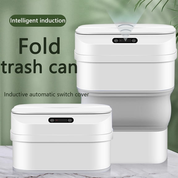 Kiplyki Smart Scalable Trash Can With Automatic Lid, 8L/17.5L Touchless Wireless Intelligent Induction Dustbin,Portable Foldable Car Garbage Can