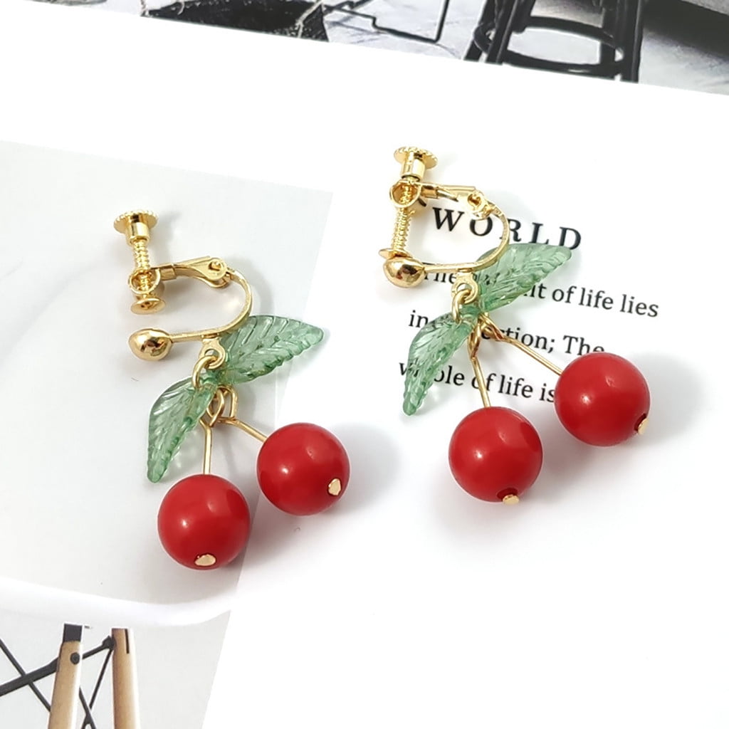 Kiplyki Wholesale Sweet Fashion Fruit Cherry Earrings Female Earrings