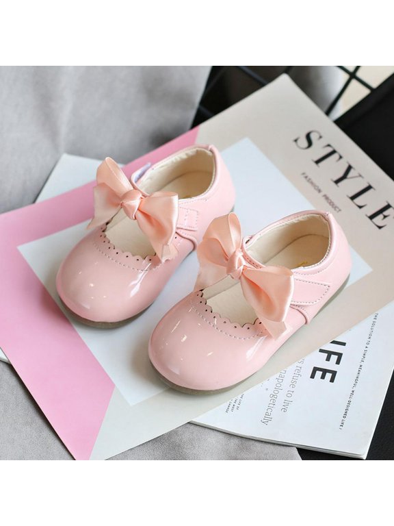 Kiplyki Toddler Shoes Baby Girls Cute Fashion Bow Hollow Out Non-slip Small Leather Princess Shoes