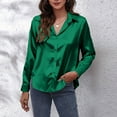 thumbnail image 1 of Kiplyki Trendy Women Turndown Collar Long Sleeve Solid ColorShirt Tee Tops, 1 of 8